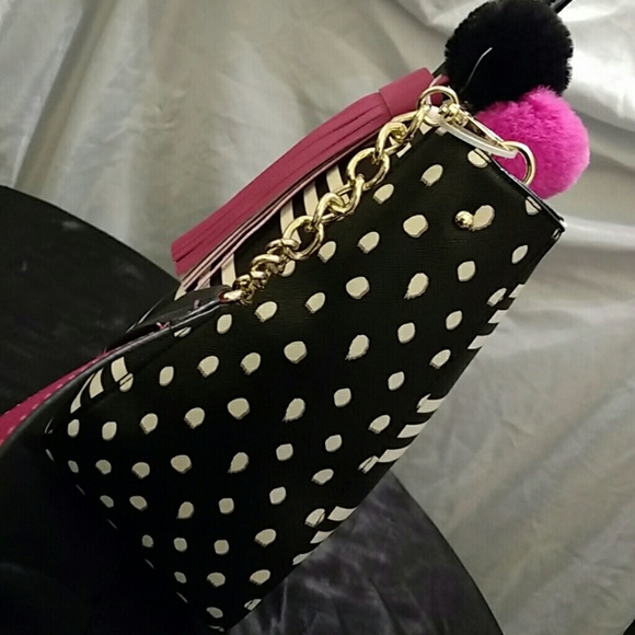 Betsey Johnson striped and polka dot crossbody - Picture 4 of 4