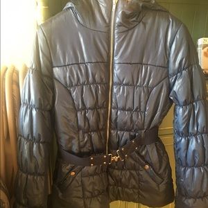 Dark blue hooded puffer jacket