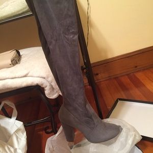 Thigh high suede boots