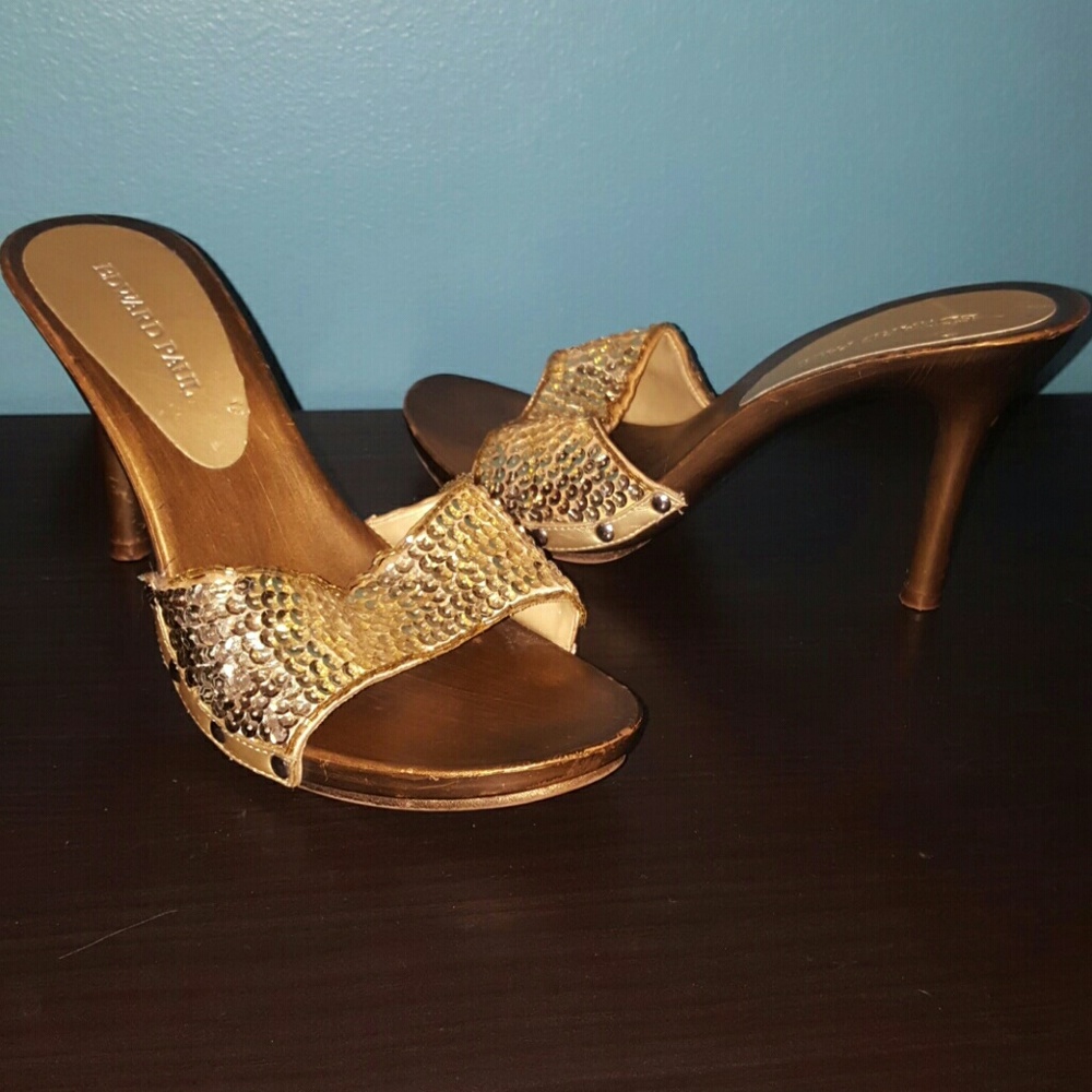 Gold sequin heels