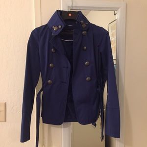 navy blue short trench coat