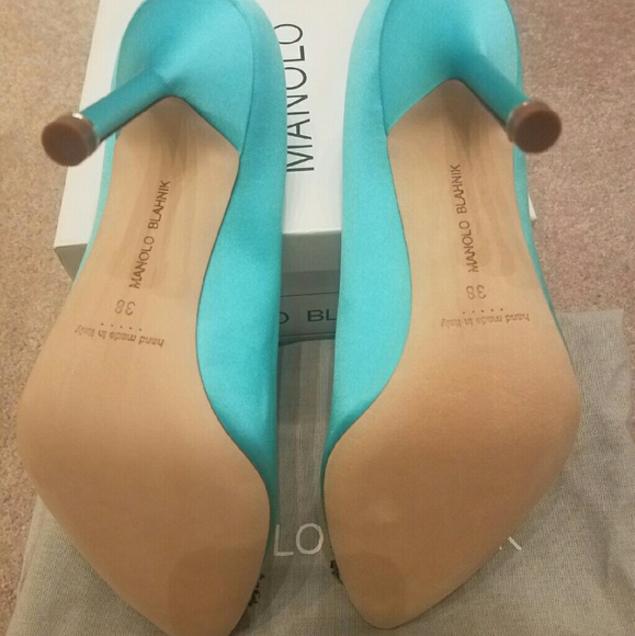 SOLD! Manolo Blahnik HANGISI jeweled heels 38 US 8 - Picture 2 of 4