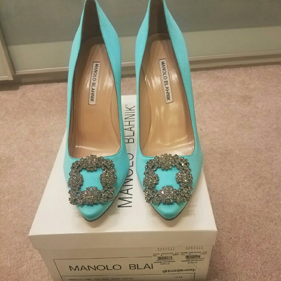 SOLD! Manolo Blahnik HANGISI jeweled heels 38 US 8 - Picture 4 of 4