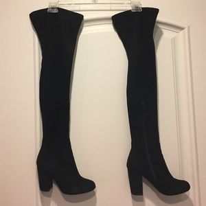 Black Suede Over The Knee Boots