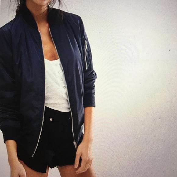 Navy blue bomber jacket