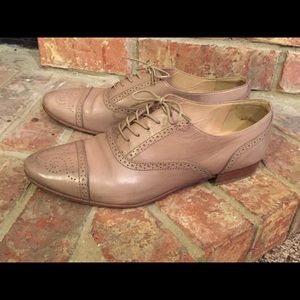J. Crew leather oxfords in "mushroom". Sz 8.5