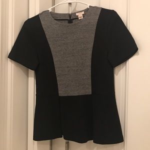 JCrew black and grey peplum top XXS