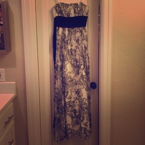 BCBG full length black and white gown