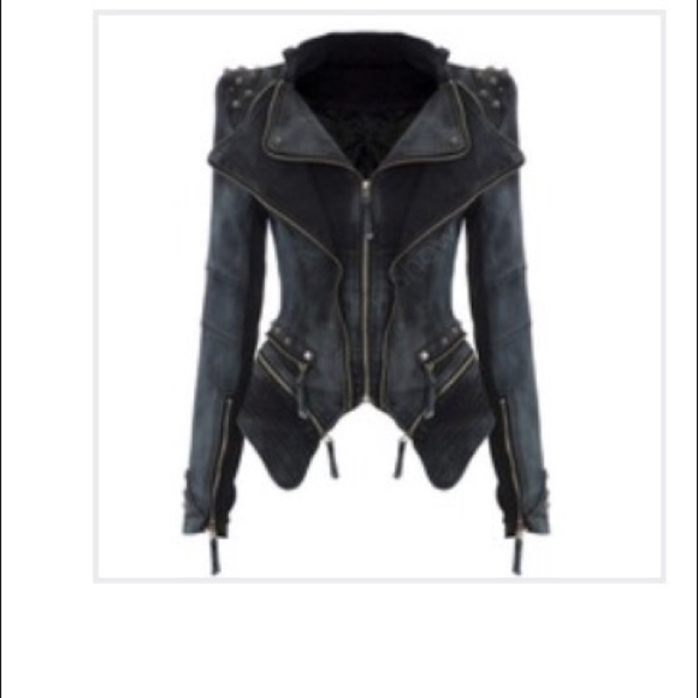 Never worn Jean distressed jacket