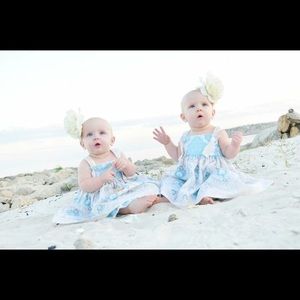 Gorgeous sparkly knot dress and ruffle pants!