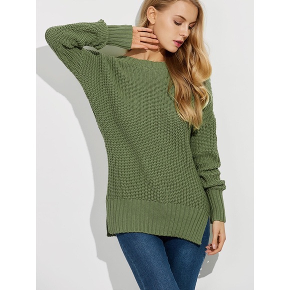💥ONE LEFT!💥 Lace Up Back Ribbed Sweater - Picture 3 of 4