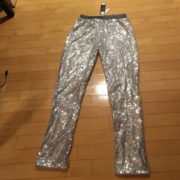 SILVER SEQUINED PETITE SKINNY PANTS - Picture 3 of 4