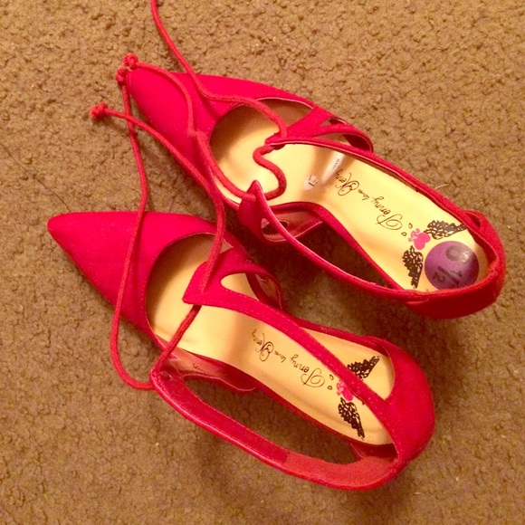 Red high heel shoes