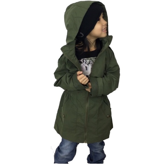 Little Girls Olive Green Military/Utility Jacket - Picture 4 of 5