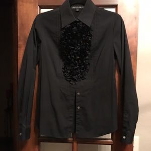 Lafayette 148 Black Ruffle shirt