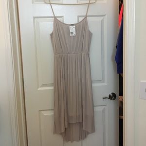 H&M medium high low pleated dress. Champagne color