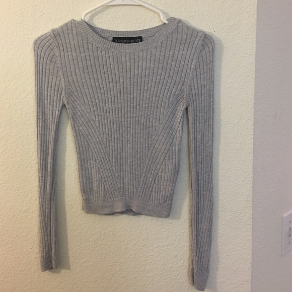 Top Shop Petite Gray Sweater Crop Top