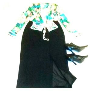 LAURA SCOTT Black Maxi Skirt with front side split