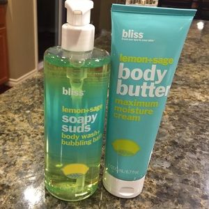 Bliss lemon+sage body butter and body wash