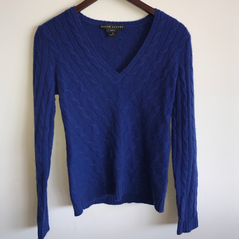 Ralph Lauren Cashmere Cable Knit Blue Sweater