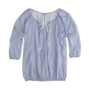 J. Crew Chambray Dot Peasant Top