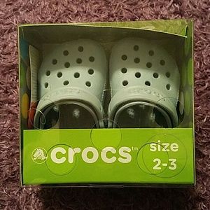 NWT and box Light Blue Crocs "littles"