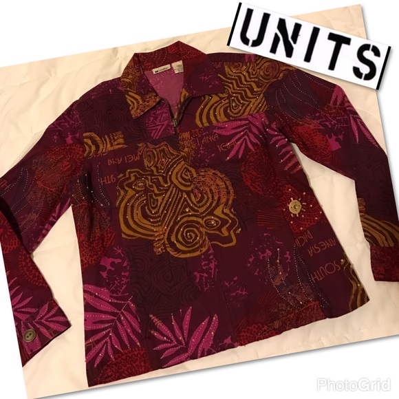 💜UNITS Womens Embellished light Jacket Size:Small
