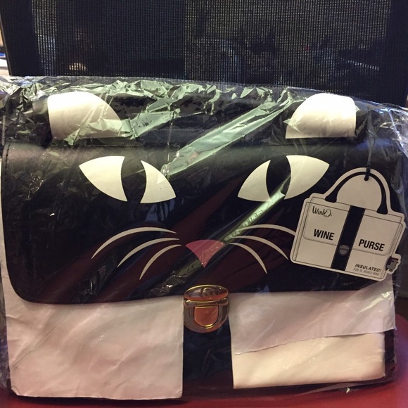 NWT insulated cat wine purse