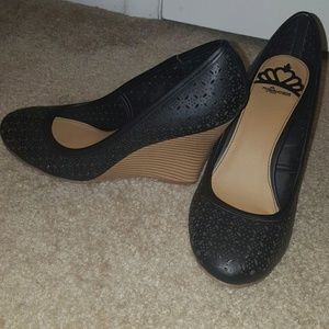 Fergalicious black wedge heels