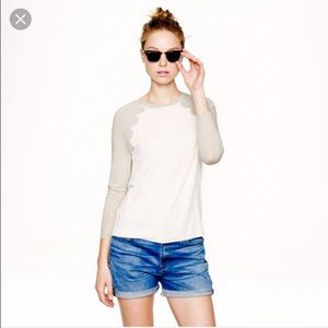 JCrew merino baseball sweater in scallop intarsia
