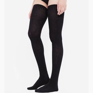 Cotton Solid Thigh-High Socks