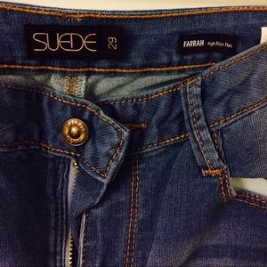 Suede High Rises Flare Jeans