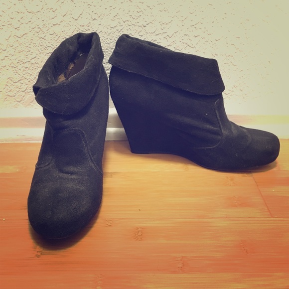 Black suede booties
