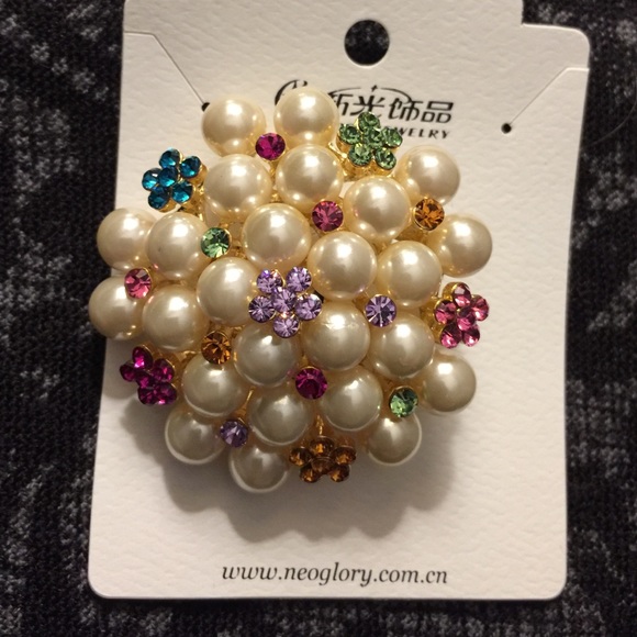 New fashion / color gems pearl pin brooch