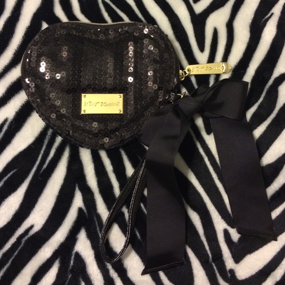 Black sequin Betsey Johnson wristlet