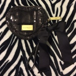 Black sequin Betsey Johnson wristlet