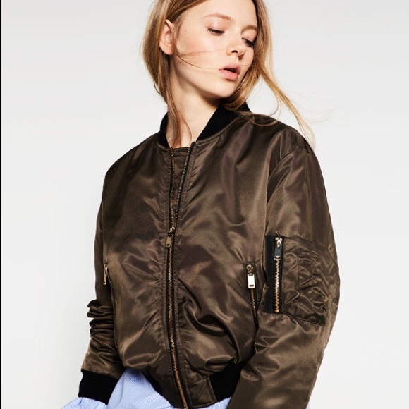 Zara Basic Quilted Bomber Jacket