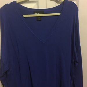 Blue long sleeve v neck light weight sweater