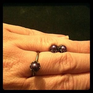 Pandora Pearl Ring and Earrings Oxidized Sterling