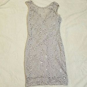 Silver lace and sequin dress
