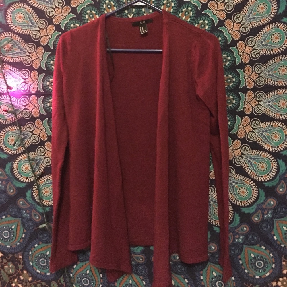Dark red cardigan
