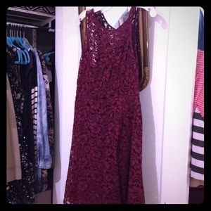 David’s Bridal wine lace dress