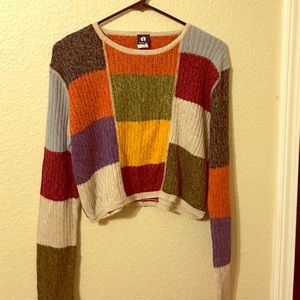 Vintage Hang Ten color block crop sweater
