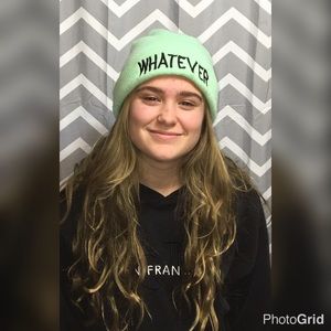 WHATEVER mint colored beanie from Wet Seal