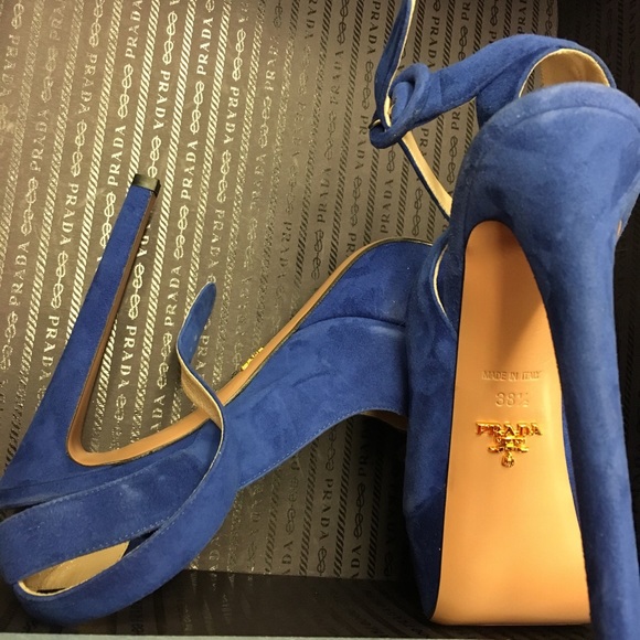 SOLD! Prada peep toe royal blue pumps! - Picture 2 of 4