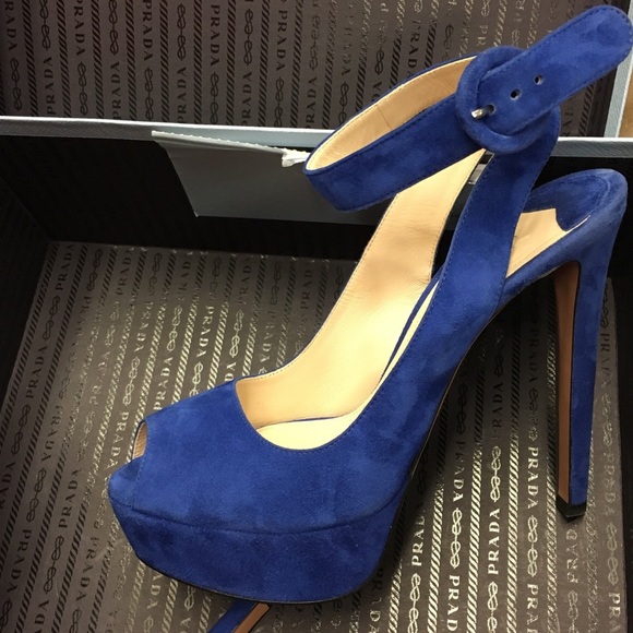 SOLD! Prada peep toe royal blue pumps! - Picture 3 of 4