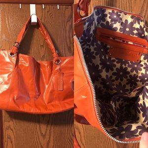 Orange leather purse