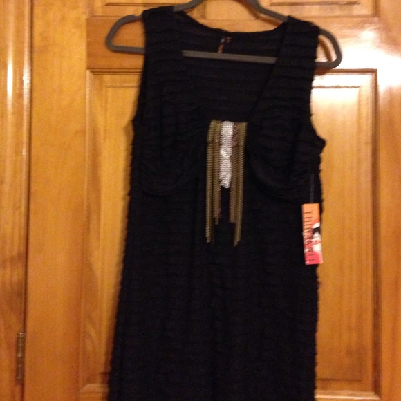 Women's black with embellishment in front tank top