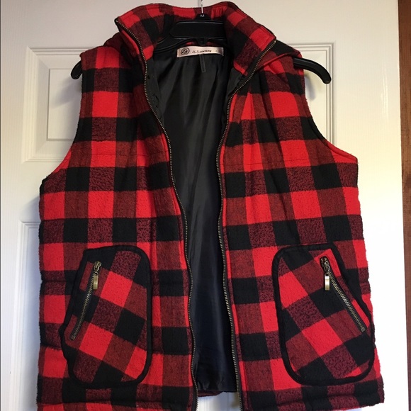 Buffalo plaid puffy vest
