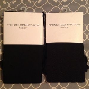 New, French Connection 2x opaque black stockings